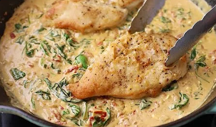 Skinnytaste Marry Me Chicken recipe with creamy sauce and sun-dried tomatoes