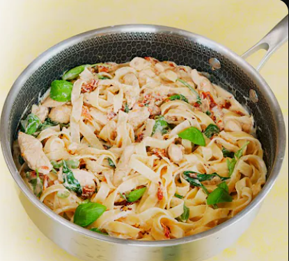 Creamy Marry Me Chicken Pasta served with fresh basil