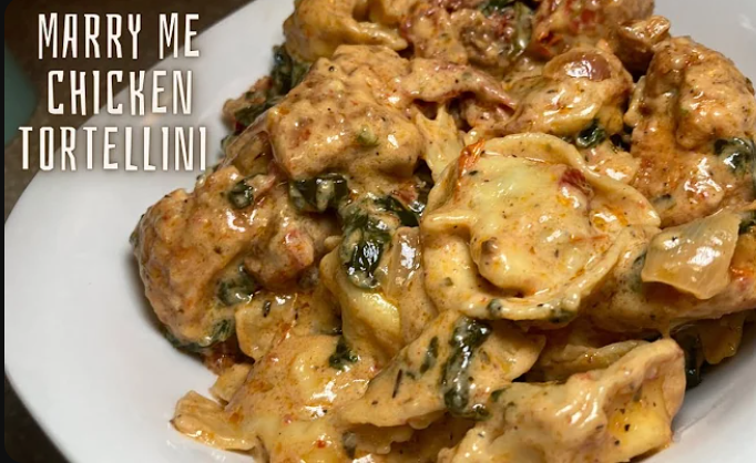 One-pan Marry Me Chicken Tortellini in a skillet