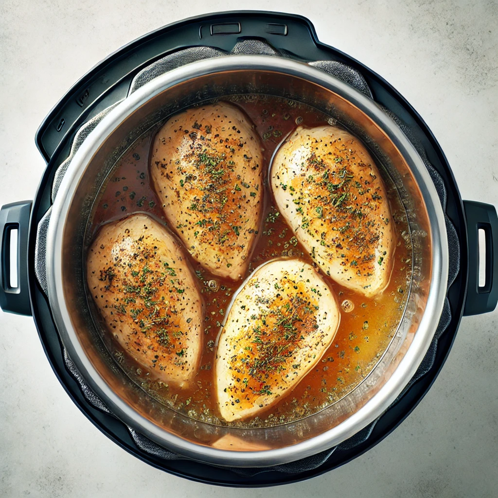 Juicy chicken breasts cooked in an Instant Pot with honey garlic sauce - a quick and easy chicken breast instant pot recipe