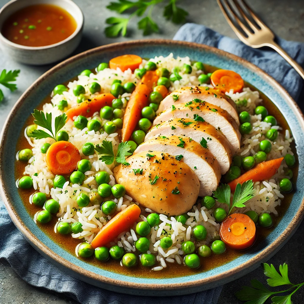 Easy Instant Pot Chicken and Rice recipe with tender chicken, fluffy rice, and vegetables – a quick and healthy weeknight dinner.