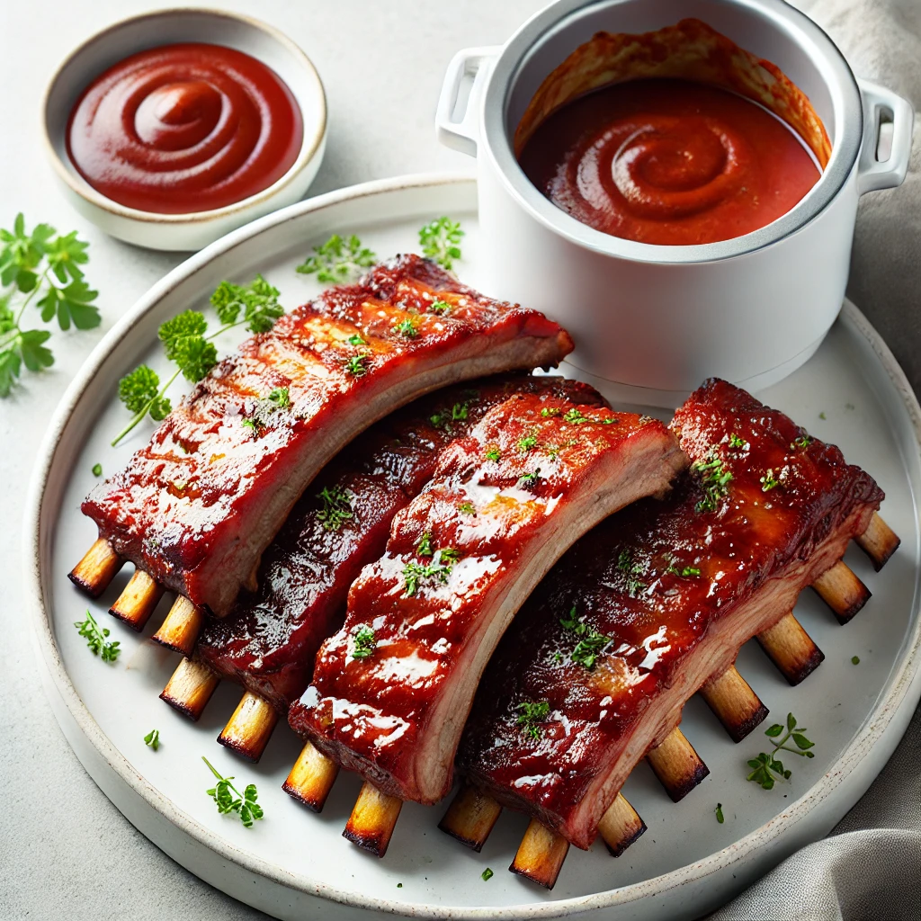 Tender baby back ribs cooked using an Instant Pot with a caramelized barbecue glaze, perfect for a quick and easy 1 lb recipe